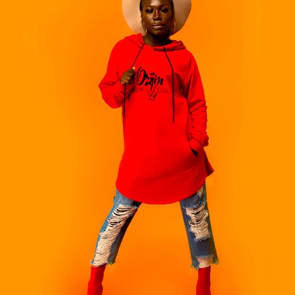 ✨NWT🏷️UNISEX ORIJIN CULTURE HOODIE🔥SZ OS (Fits S-M-L)‼️SO SOFT‼️BLOOD ORANGE🔥 - Picture 2 of 8